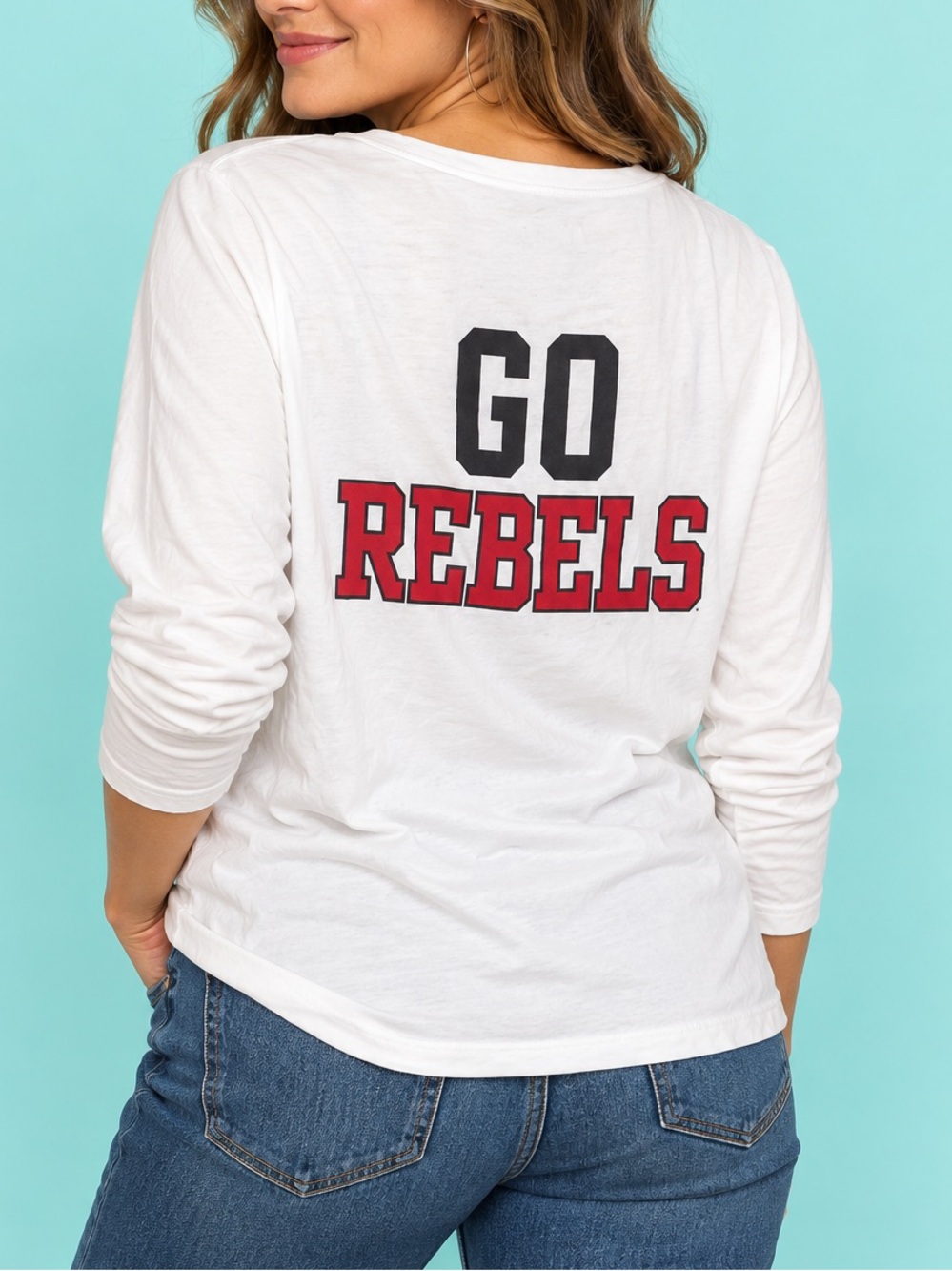 UNLV Rebels White Long Sleeve Henley Shirt XL Go Rebels NCAA College